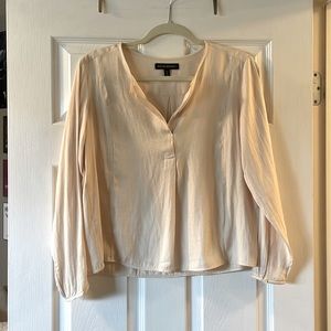 Beige, cropped, and loose banana republic blouse